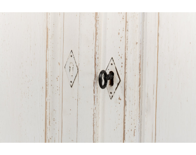 Antique Whitewash Pine 4-Door Sideboard