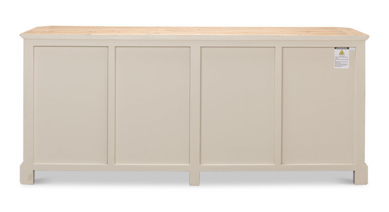 Antique Whitewash Pine 4-Door Sideboard