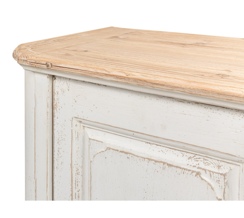 Antique Whitewash Pine 4-Door Sideboard