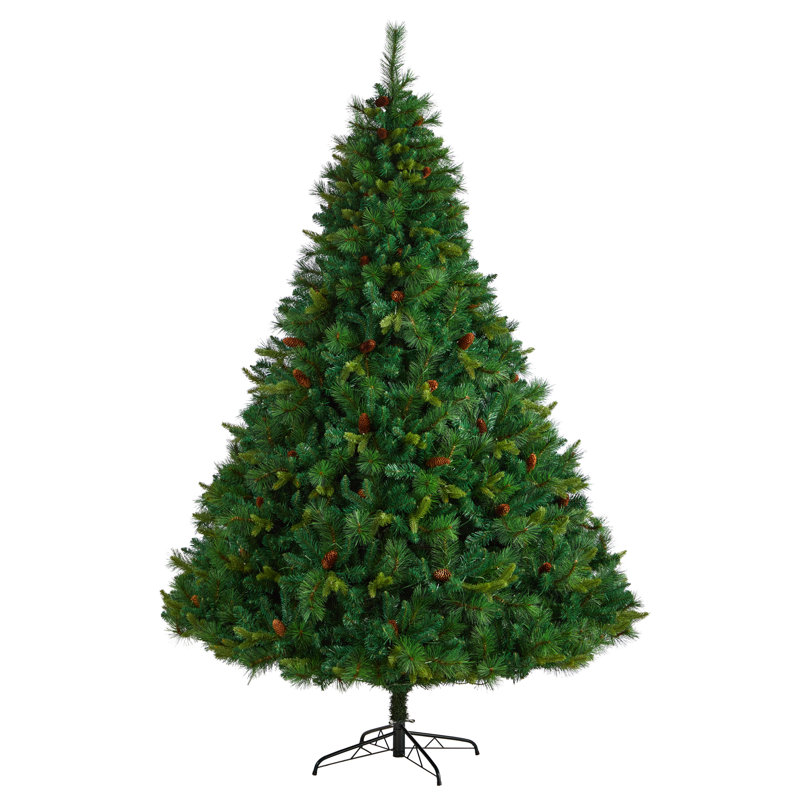 8ft Prelit Green Pine Artificial Christmas Tree with Warm White LED Lights