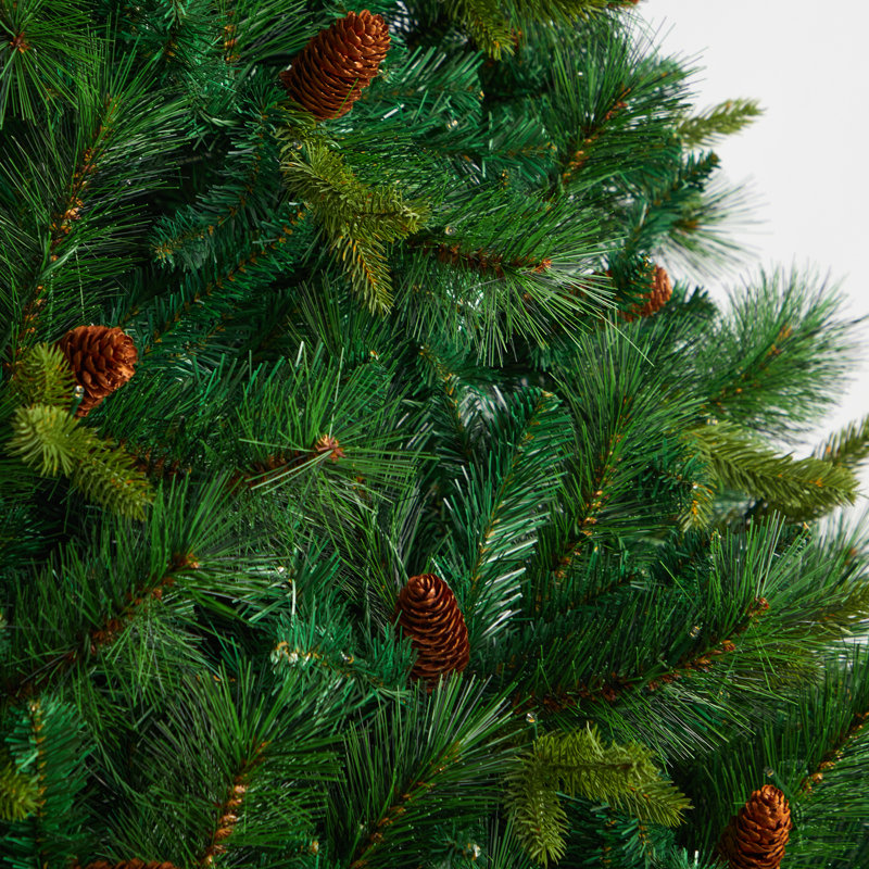 8ft Prelit Green Pine Artificial Christmas Tree with Warm White LED Lights