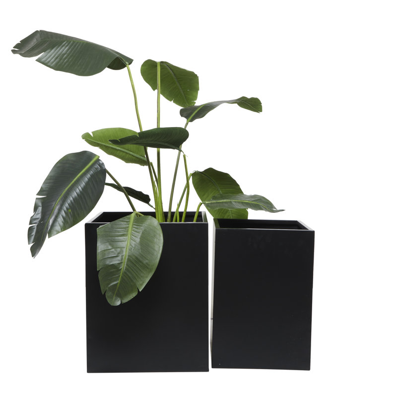 Black Metal Square Indoor/Outdoor Planter Box Set