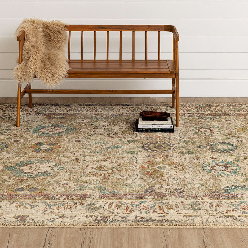 Estate Allerton Watercolor Palmettes 9'6" x 12'11" Area Rug in Blue