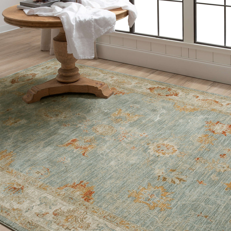 Amasya Blue Rectangular 5' x 7' Easy-Care Synthetic Area Rug