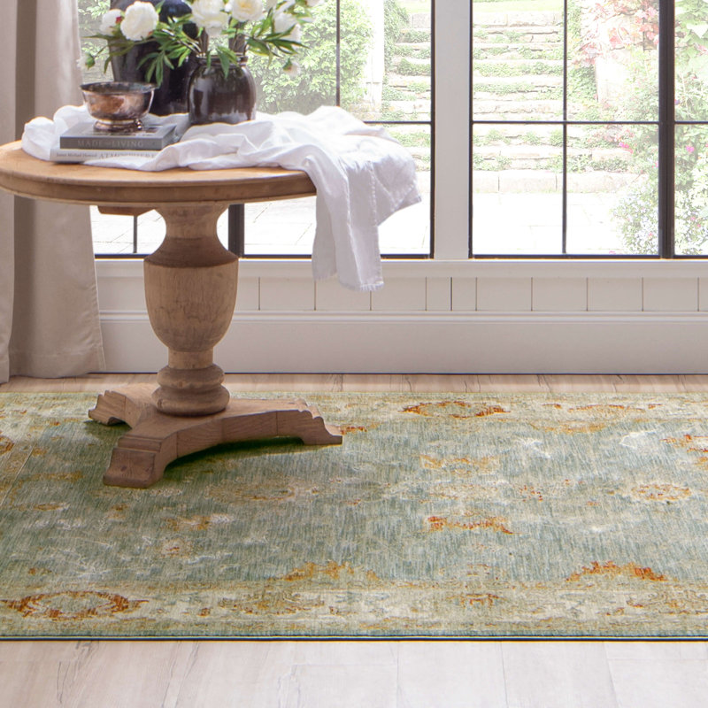 Amasya Blue Rectangular 5' x 7' Easy-Care Synthetic Area Rug