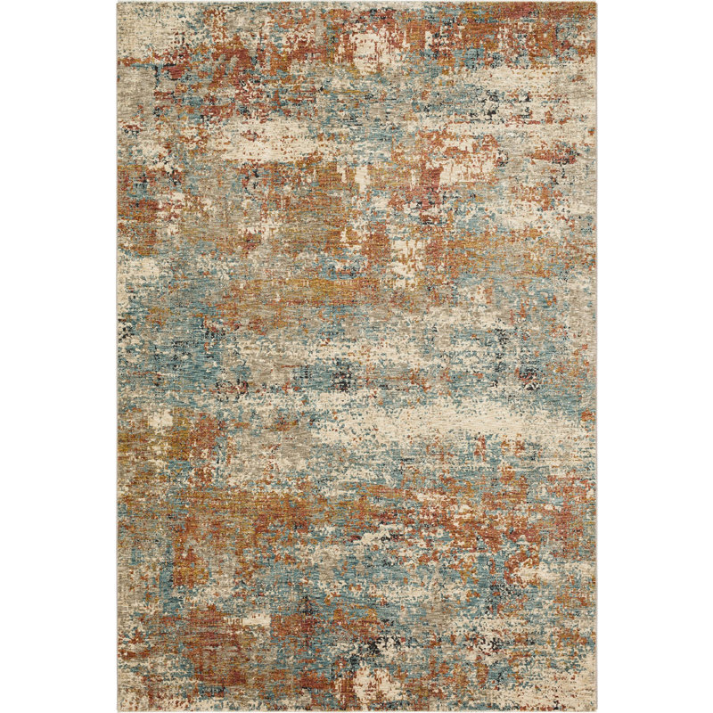 Beige Ankara Abstract Easy-Care Synthetic Area Rug, 6'7" x 9'6"
