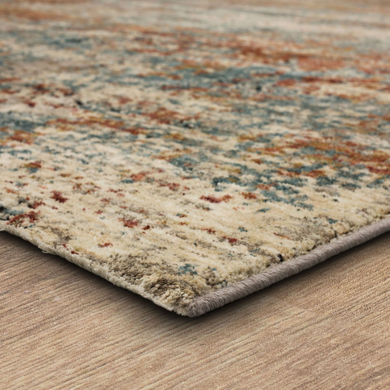 Beige Ankara Abstract Easy-Care Synthetic Area Rug, 6'7" x 9'6"