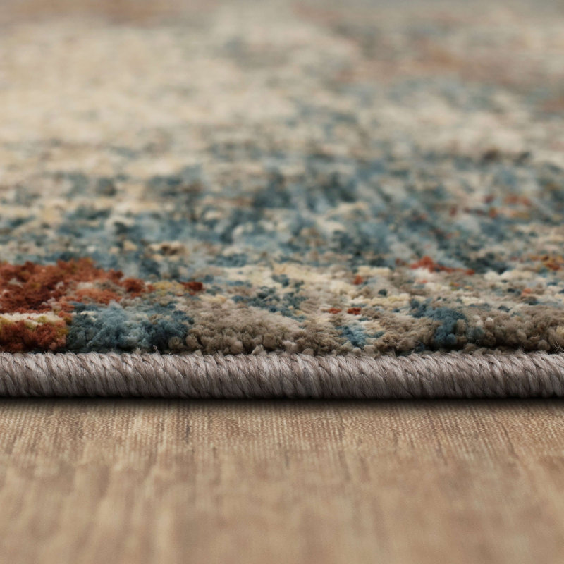 Beige Ankara Abstract Easy-Care Synthetic Area Rug, 6'7" x 9'6"