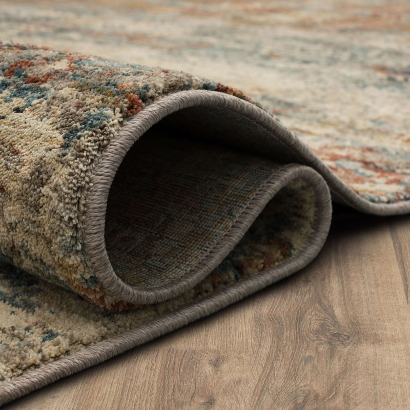 Beige Ankara Abstract Easy-Care Synthetic Area Rug, 6'7" x 9'6"