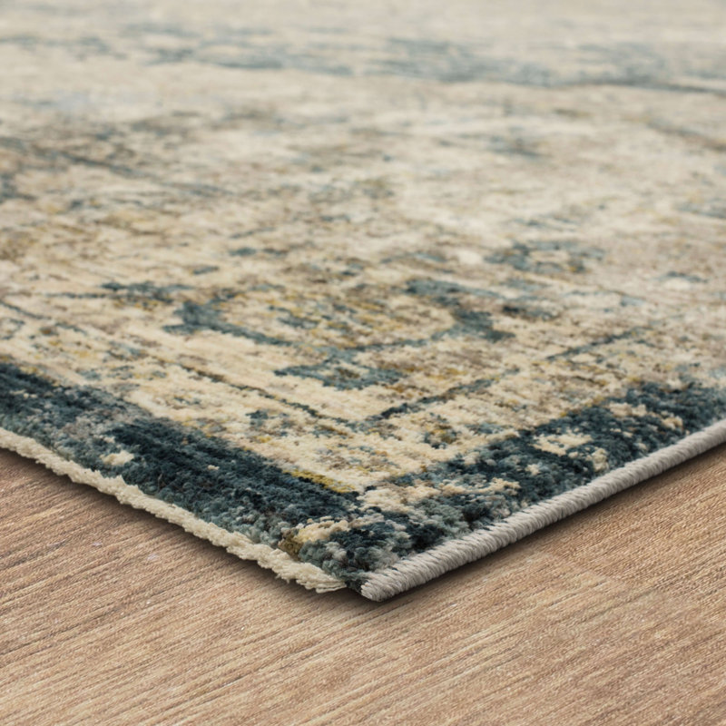 Ezine Luxe Blue Synthetic 5' x 7' Easy-Care Area Rug