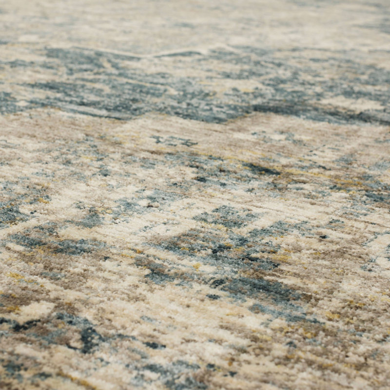 Ezine Luxe Blue Synthetic 5' x 7' Easy-Care Area Rug