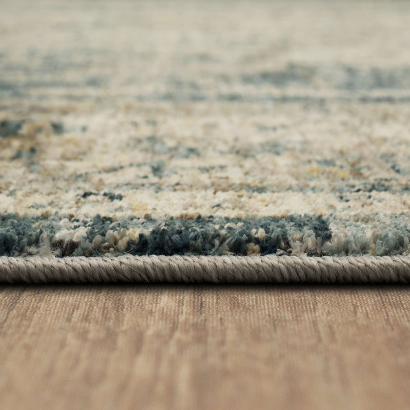 Ezine Luxe Blue Synthetic 5' x 7' Easy-Care Area Rug