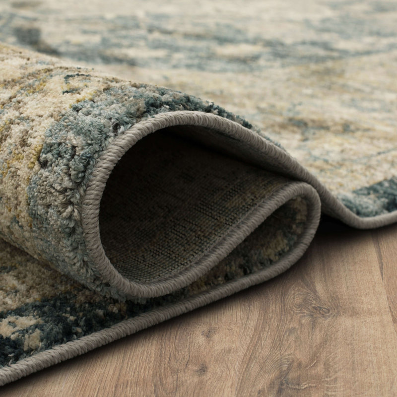 Ezine Luxe Blue Synthetic 5' x 7' Easy-Care Area Rug