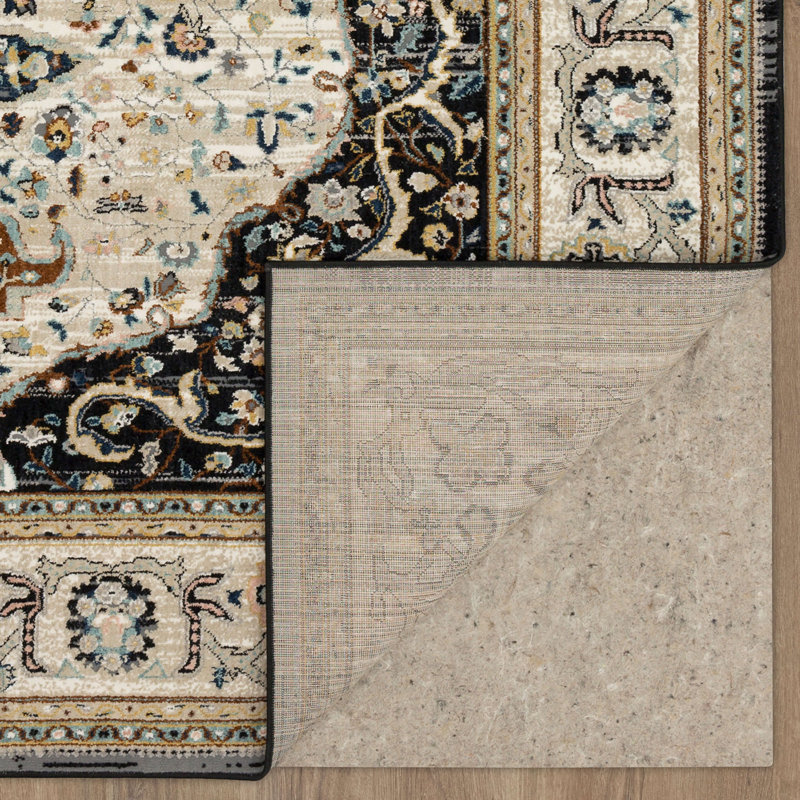 Chronos Black Rectangular Stain-Resistant Area Rug