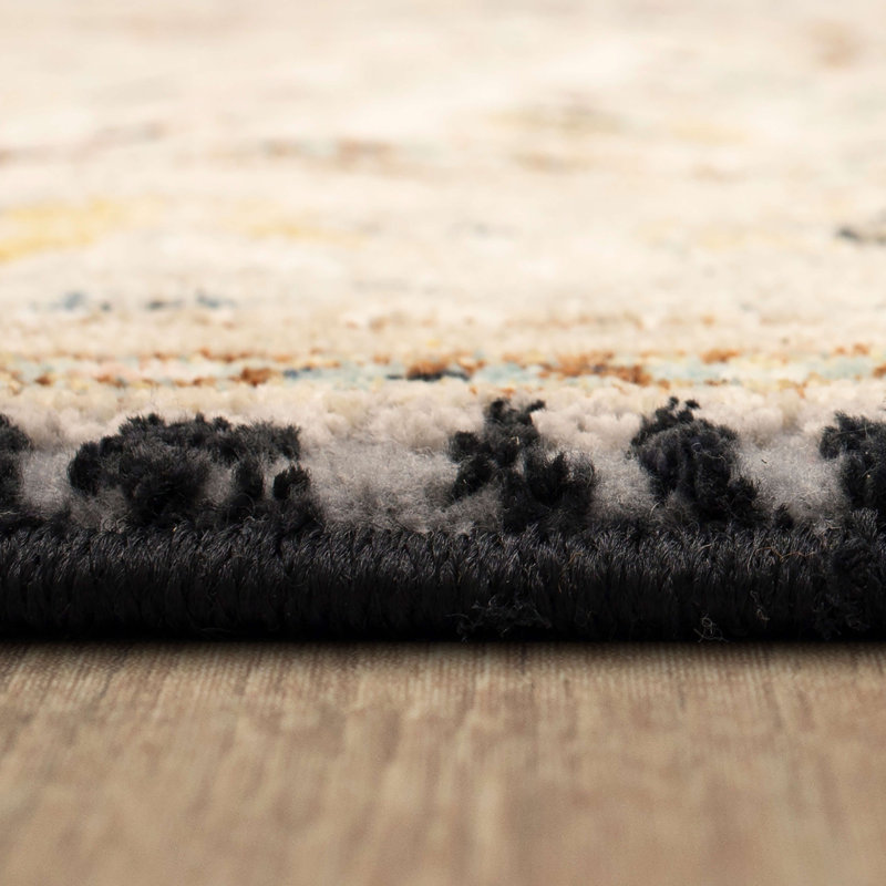 Chronos Black Rectangular Stain-Resistant Area Rug