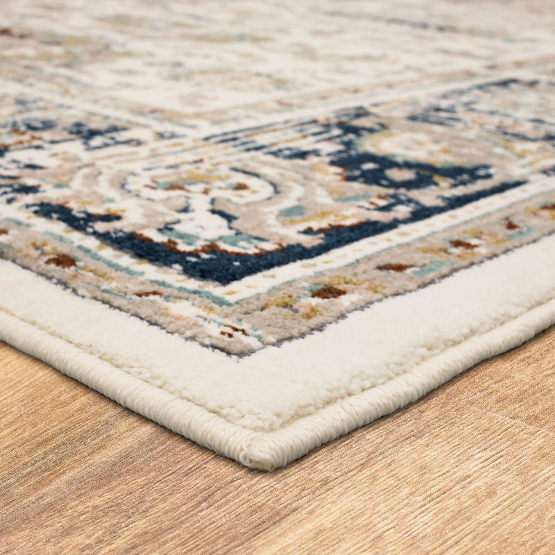 Alabaster Blue and Cream Viscose Silk Area Rug 9'6" x 12'11"