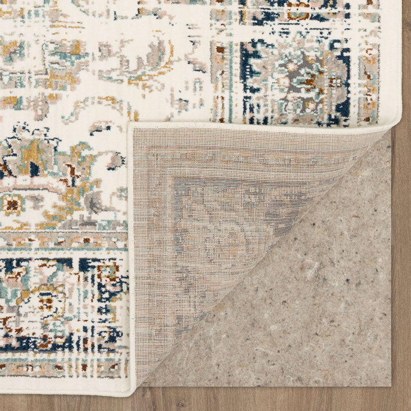 Alabaster Blue and Cream Viscose Silk Area Rug 9'6" x 12'11"