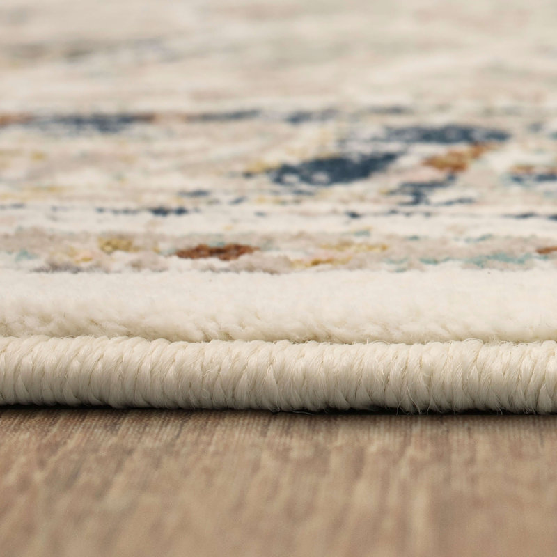 Alabaster Blue and Cream Viscose Silk Area Rug 9'6" x 12'11"