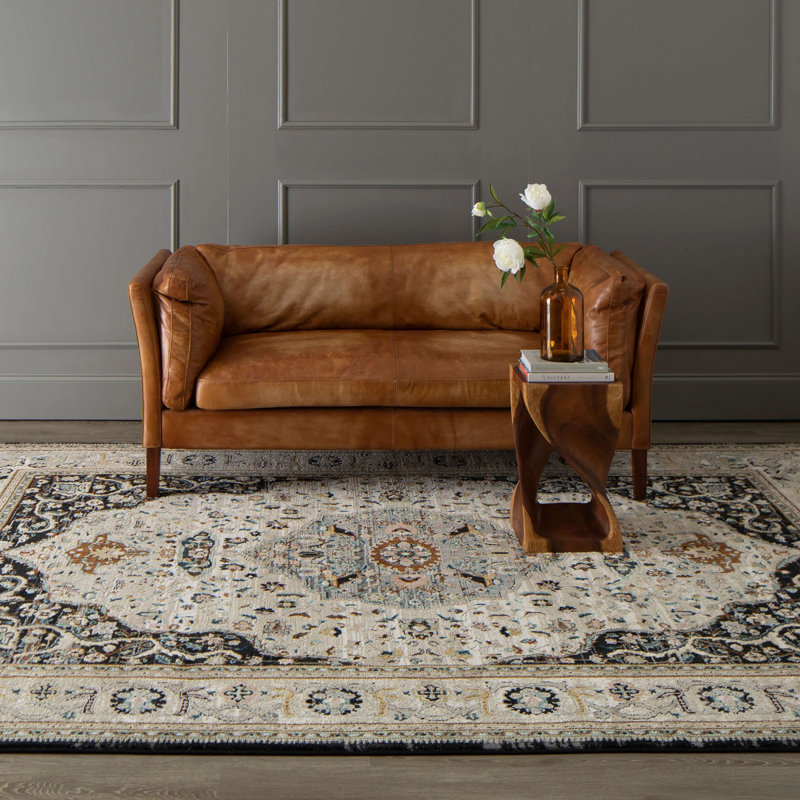 Chronos Black Rectangular Stain-Resistant Area Rug