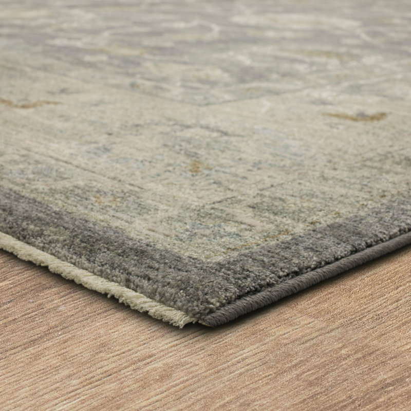 Gray Rectangular Stain-Resistant Synthetic Area Rug
