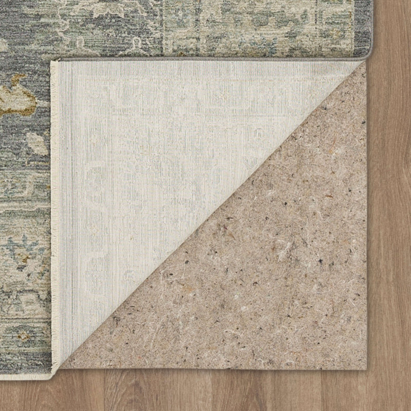 Gray Rectangular Stain-Resistant Synthetic Area Rug