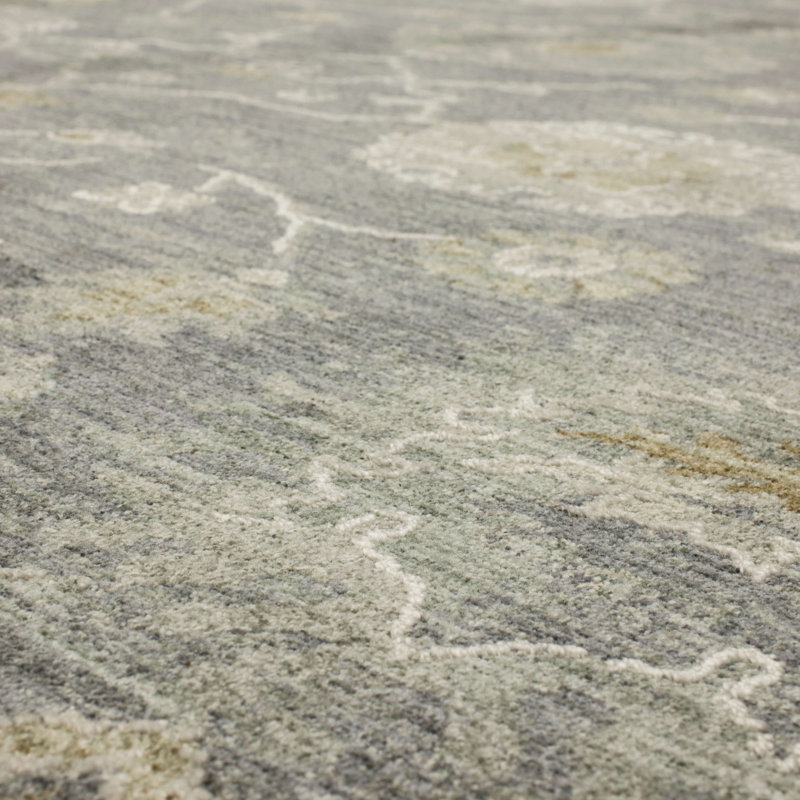 Gray Rectangular Stain-Resistant Synthetic Area Rug