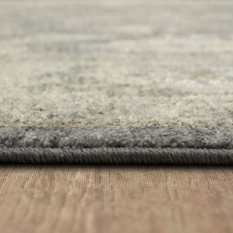 Gray Rectangular Stain-Resistant Synthetic Area Rug