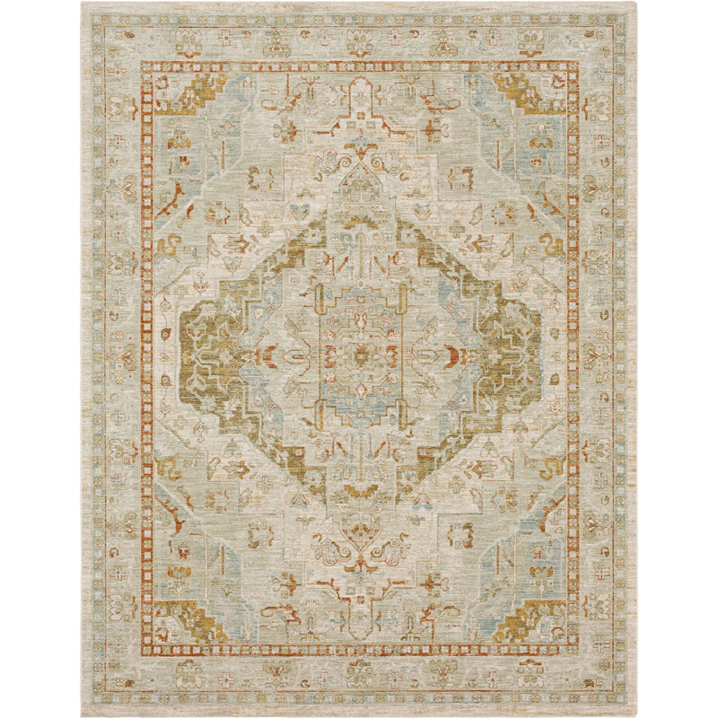 Adalia Kumra Cream Traditional 10' x 14' Synthetic Area Rug