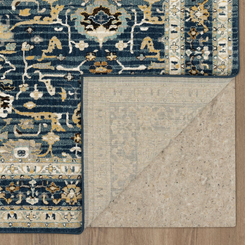 Majolica Blue Rectangular Easy-Care Viscose Silk Area Rug