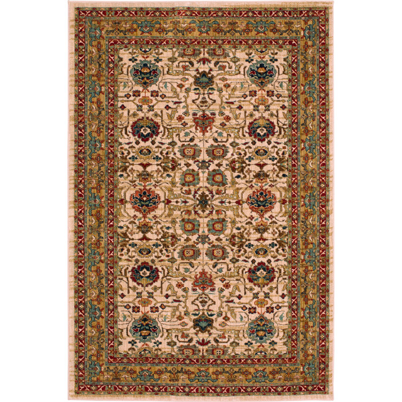 Keralam Cream Rectangular Wool and Synthetic Rug