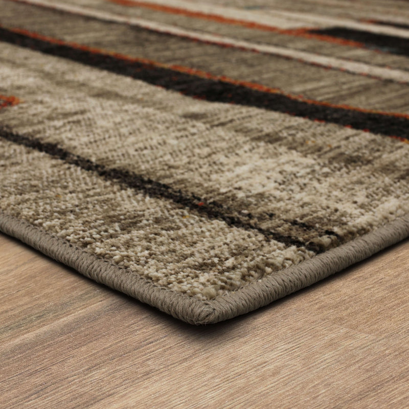 Elements Charcoal Modern Geometric 2' x 3' Wool Blend Rug