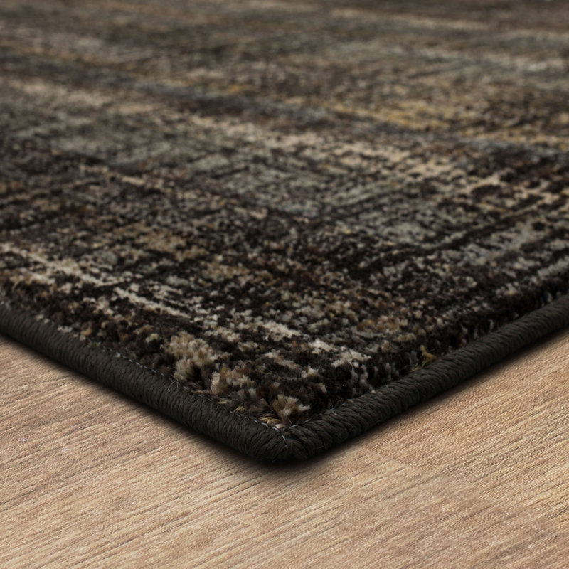 EverStrand Black and Beige Stripe Transitional Area Rug, 5'3" x 7'10"