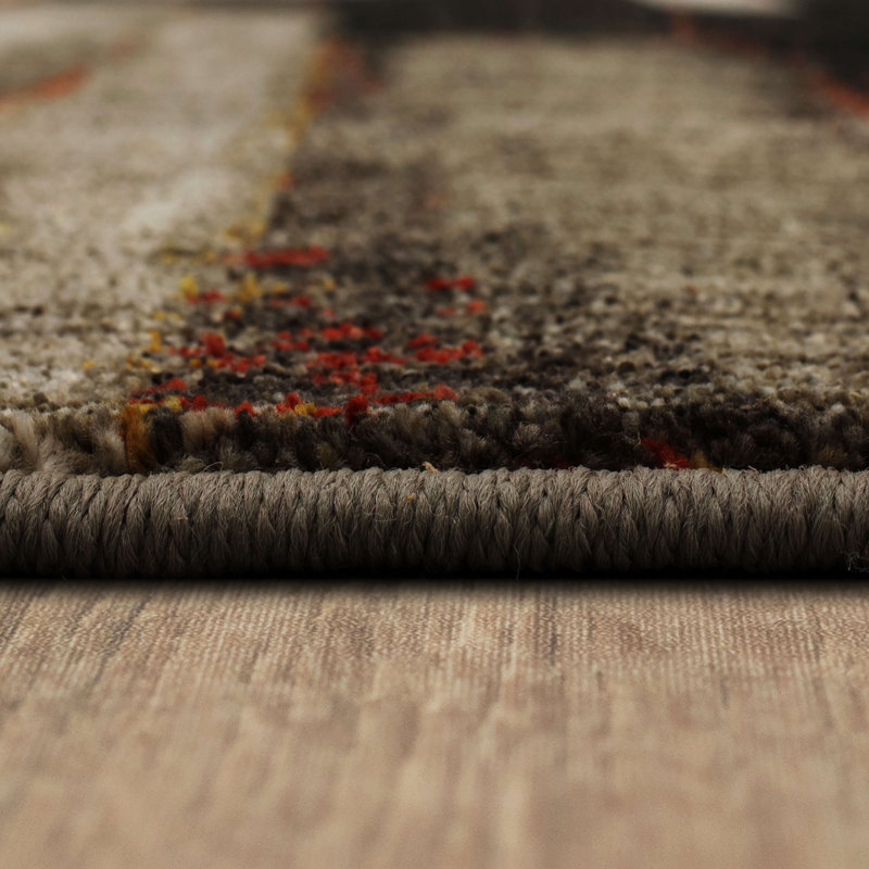 Elements Charcoal Modern Geometric 2' x 3' Wool Blend Rug