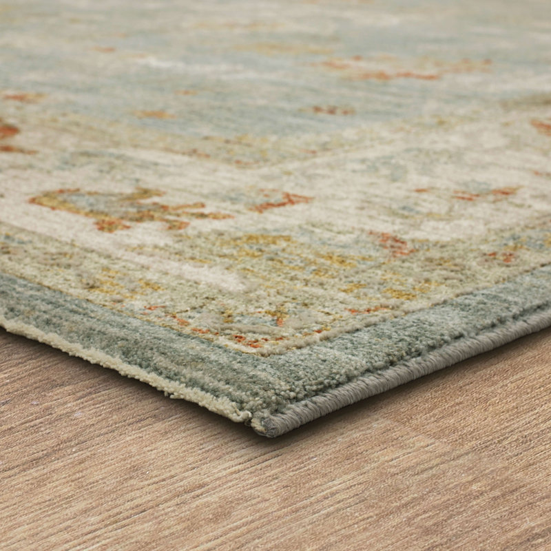 Amasya Blue Rectangular 5' x 7' Easy-Care Synthetic Area Rug