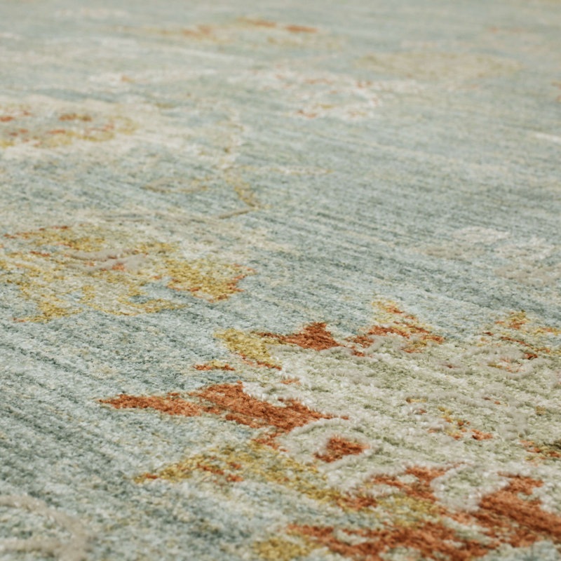 Amasya Blue Rectangular 5' x 7' Easy-Care Synthetic Area Rug