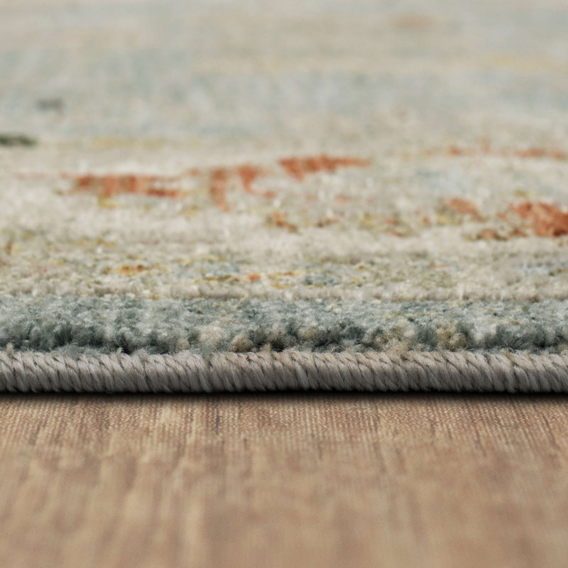 Amasya Blue Rectangular 5' x 7' Easy-Care Synthetic Area Rug