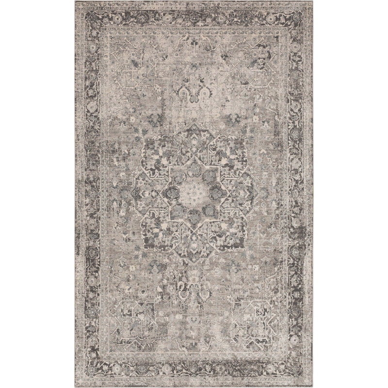 Verona Gray Medallion 5' x 8' Wool-Blend Area Rug