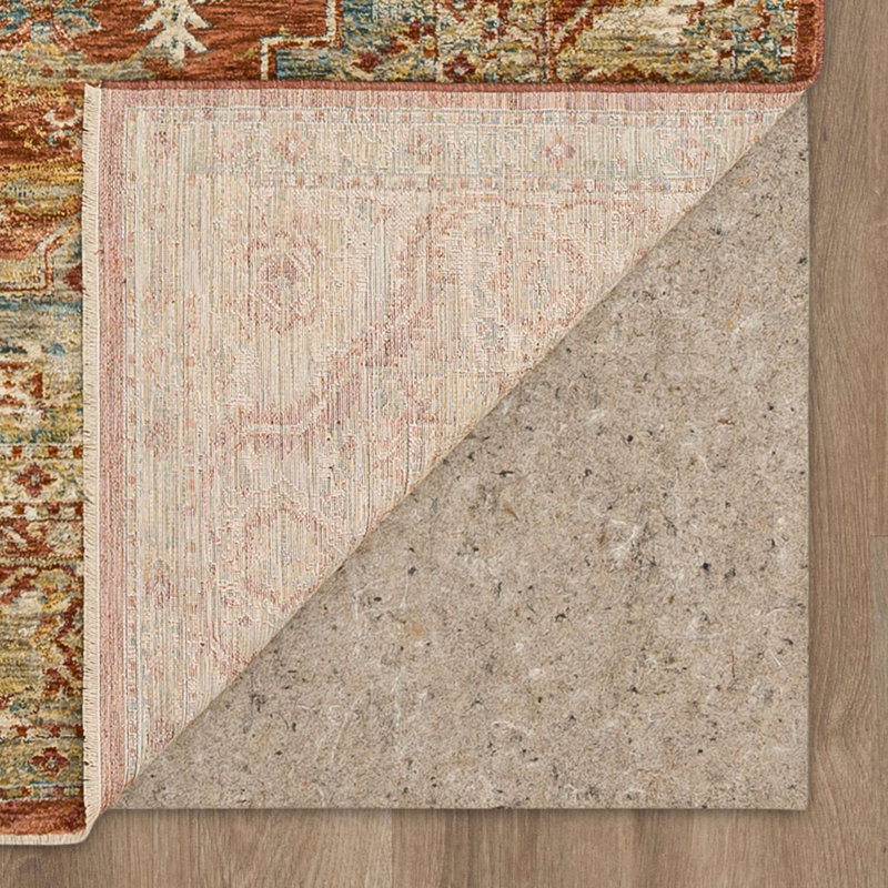 Rust Red Rectangular Stain-Resistant Synthetic Area Rug