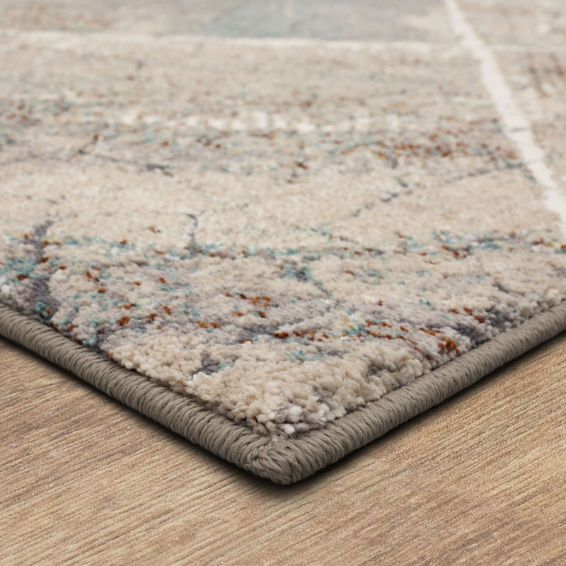 Dim Grey Geometric Wool and Synthetic Area Rug