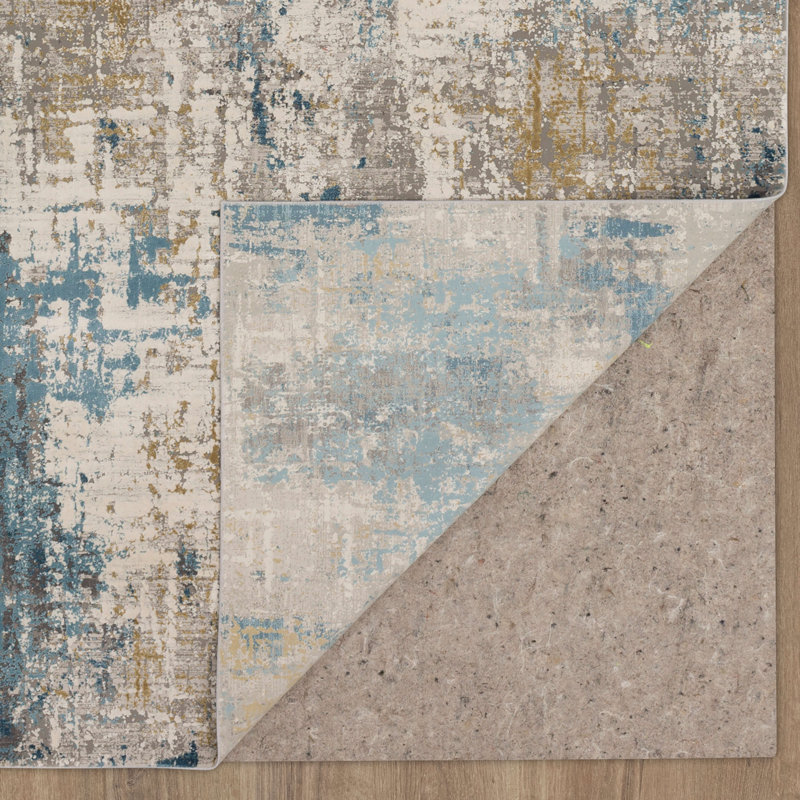 Marseille Blue Abstract Wool-Blend 30x96 Runner Rug