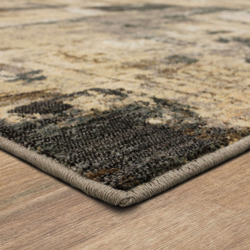 Treviso Gray Abstract Easy-Care Wool-Blend Area Rug, 9'6" x 12'11"