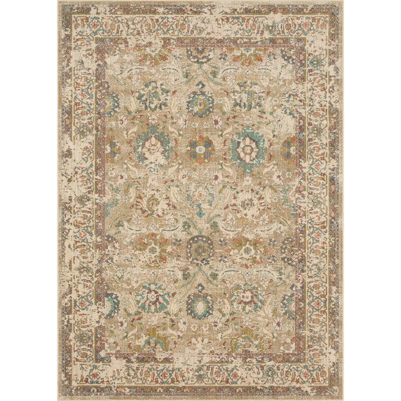Estate Allerton Watercolor Palmettes 9'6" x 12'11" Area Rug in Blue
