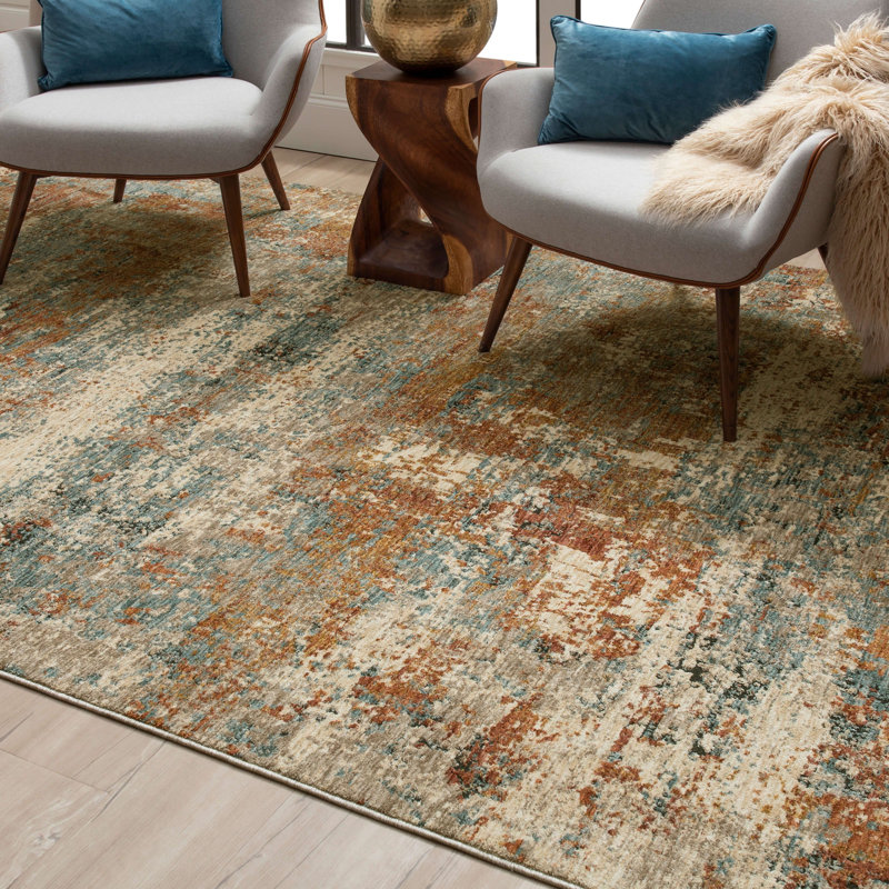 Beige Ankara Abstract Easy-Care Synthetic Area Rug, 6'7" x 9'6"