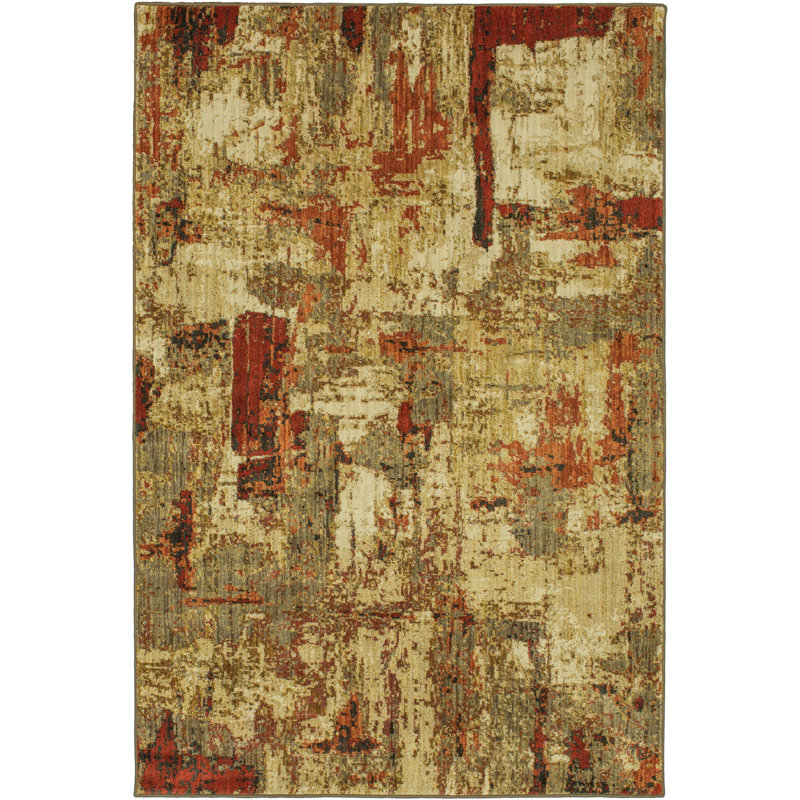 Treviso Gold Abstract 5'3" x 7'10" Stain-Resistant Wool Blend Rug