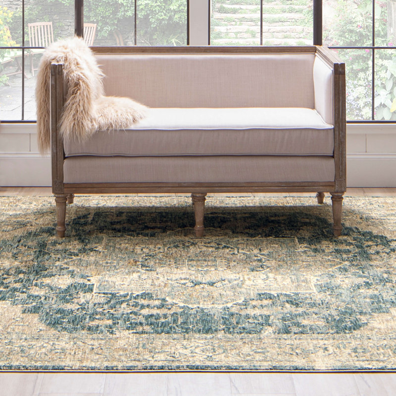 Ezine Luxe Blue Synthetic 5' x 7' Easy-Care Area Rug