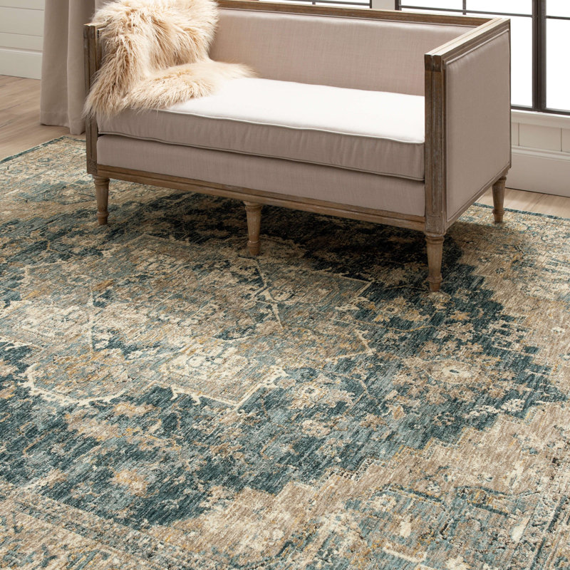Ezine Luxe Blue Synthetic 5' x 7' Easy-Care Area Rug