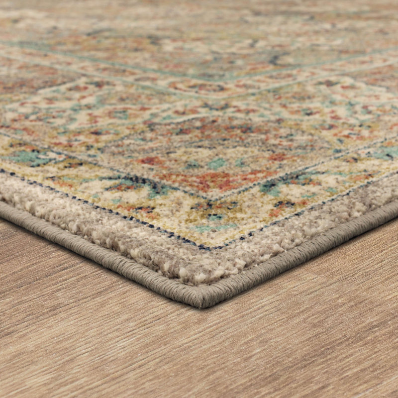 Highgrove Beige and Blue Wool Synthetic Area Rug