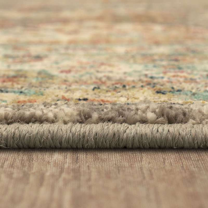 Highgrove Beige and Blue Wool Synthetic Area Rug