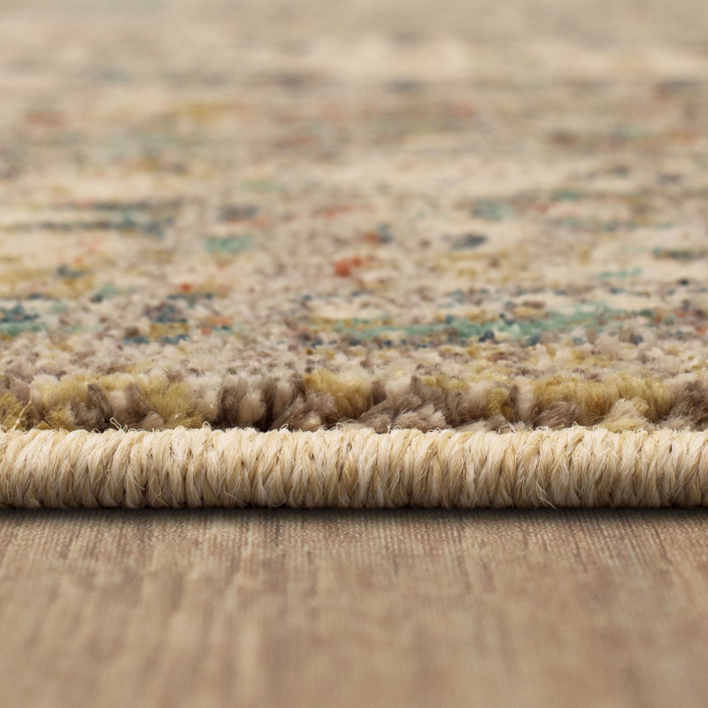 Blue and Beige Synthetic Stain-Resistant 8' x 11' Area Rug