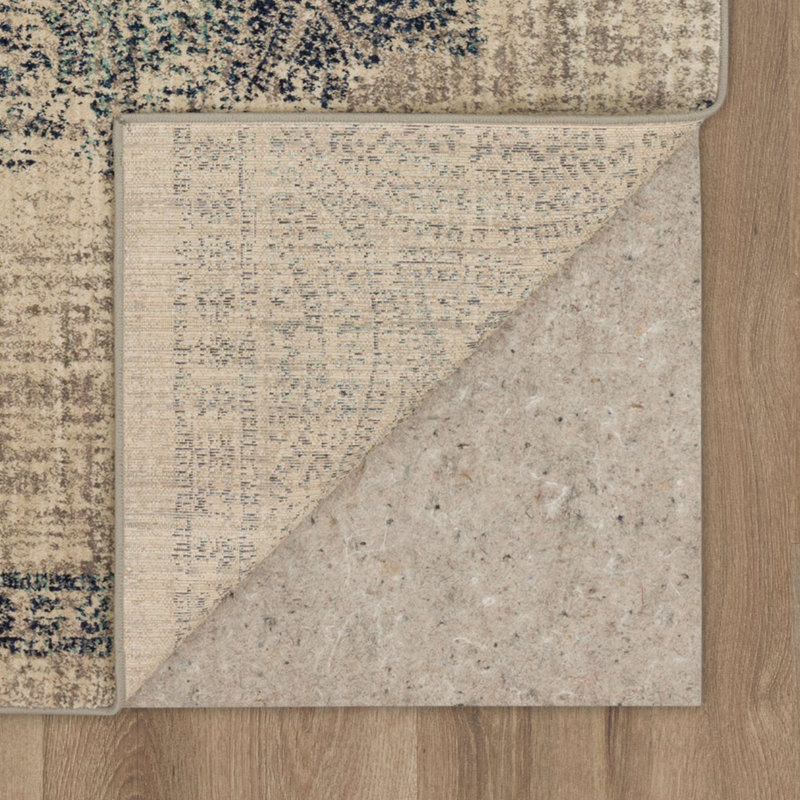 Gray and Indigo Synthetic Medallion Runner Rug